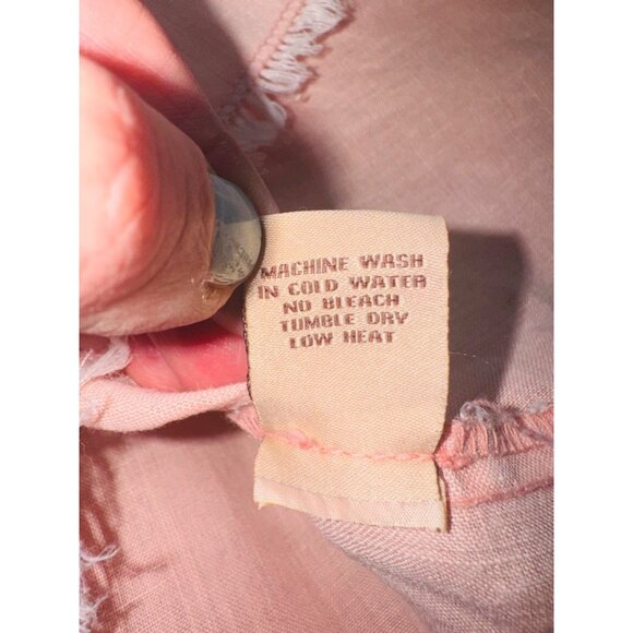 XCVI Womens Pink Peach Linen Button-Up Tunic Top S Sustainable Minimalist Casual - Picture 8 of 12